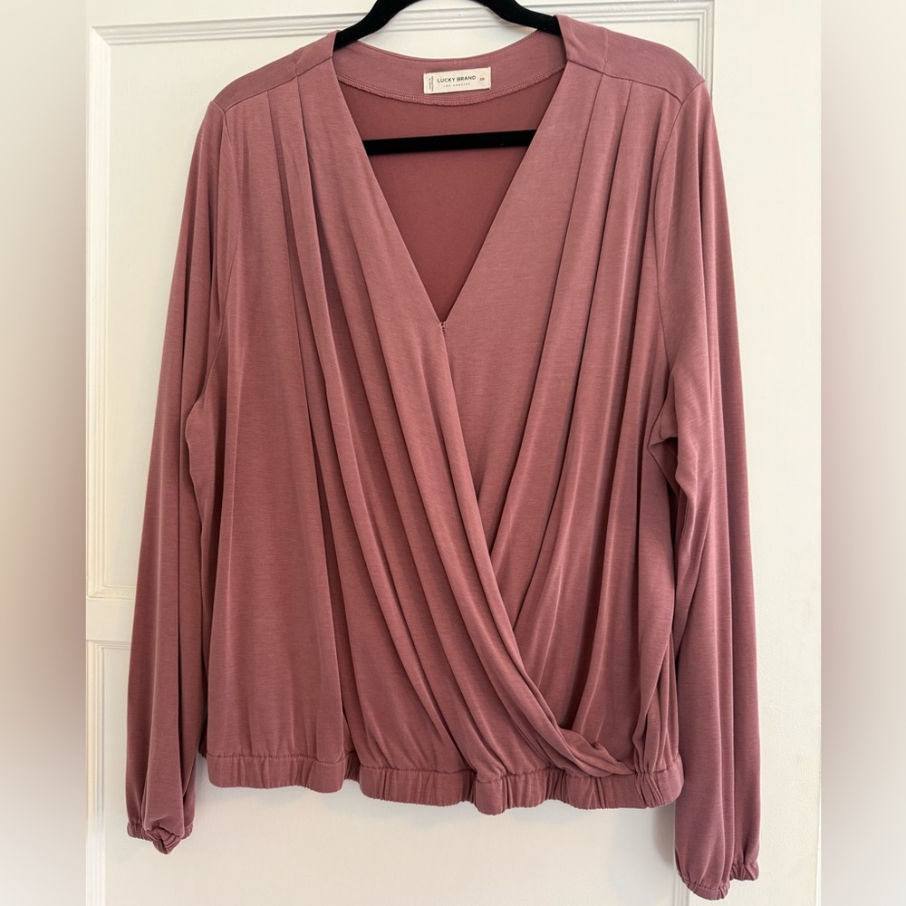 Lucky Brand Dusty Rose Wrap Blouse